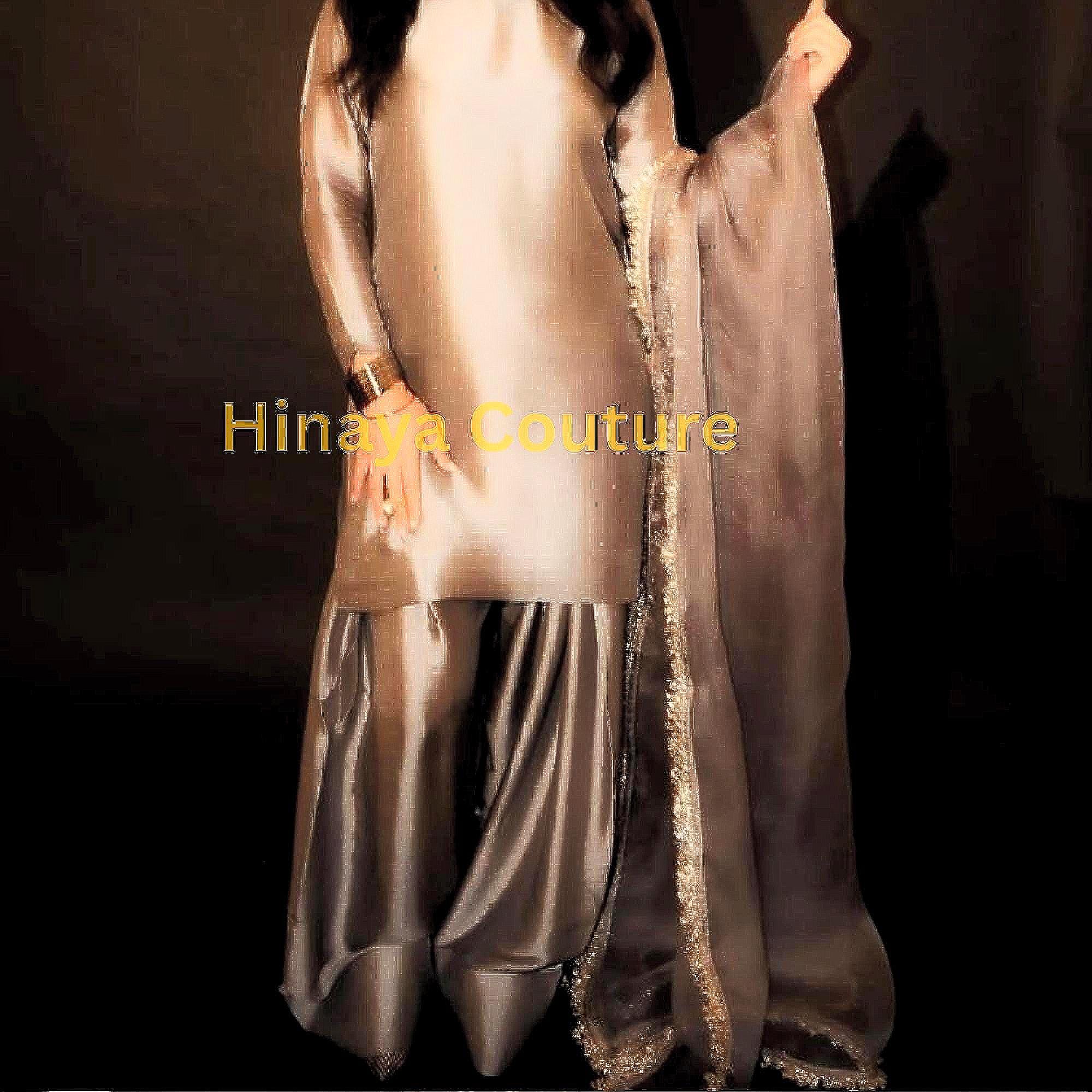 Pakistani 3-Piece Silk Suit,Premium Farshi Outfit with soft flowy Organza Dupatta & Silver Kiran Lace,USA eid, UK Wedding, Party Wear,Canada