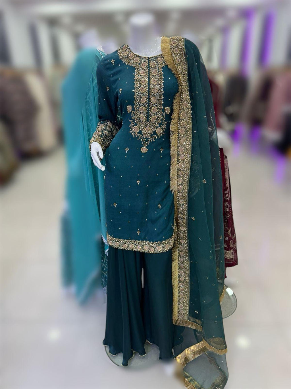 Red Lehenga Garara Palazzo Suit: Pakistani Wedding Outfit uk lovers,bridesmaid,customised with love