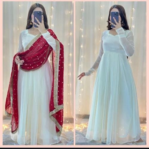 Red nikah pakistani party wear 3 piece - FARSHI shalwar suit,qabool hai indian frock maxi