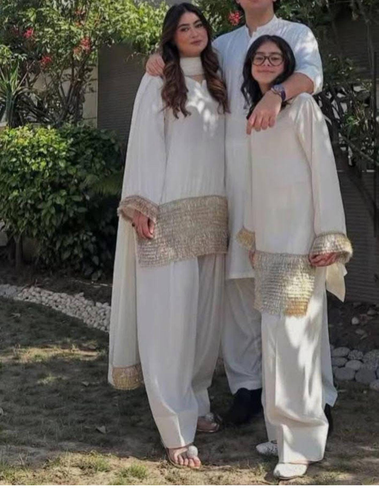 Stunning Three-Piece pakistani FARSHI Shalwar kiran lace premium silk Suit asian attire punjabi indian