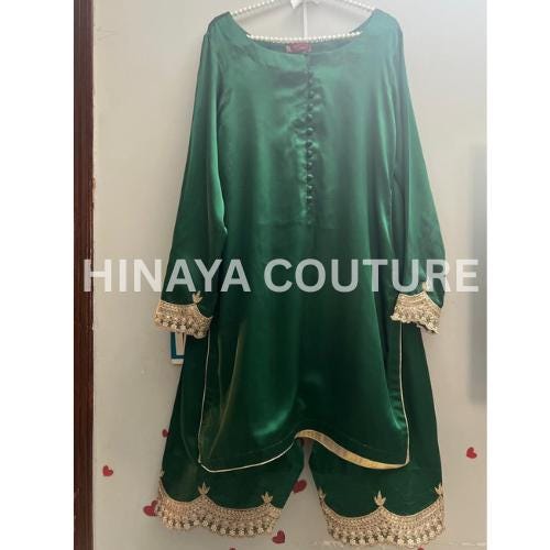 Embroidered Silk Farshi Shalwar Suit Pakistani Wedding Outfit,mehndi dholki desi attire,eid parties indian uk wedding,made to order clothing