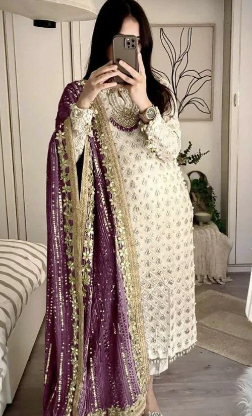 Pakistani Foil Chicken Kari 3-Piece Chiffon Outfit | Eid • Nikah • Wedding • Party Wear,indian desi attire,punjabi lovers uk n usa