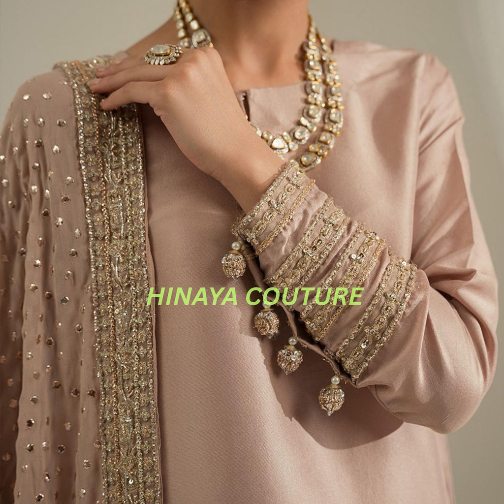 Shesha Silk Pakistani 3Piece Suit Kundan Dupatta,handwork lacing on shirtwide leg bottoms n sleeves,farshi shalwar Eid gift indianpakistani