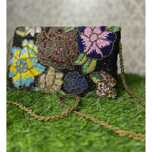 Handmade Pakistani Clutch | Hand-Embellished Beaded Purse | Crossbody Bag for Weddings, Parties, and Eid gatherings gift