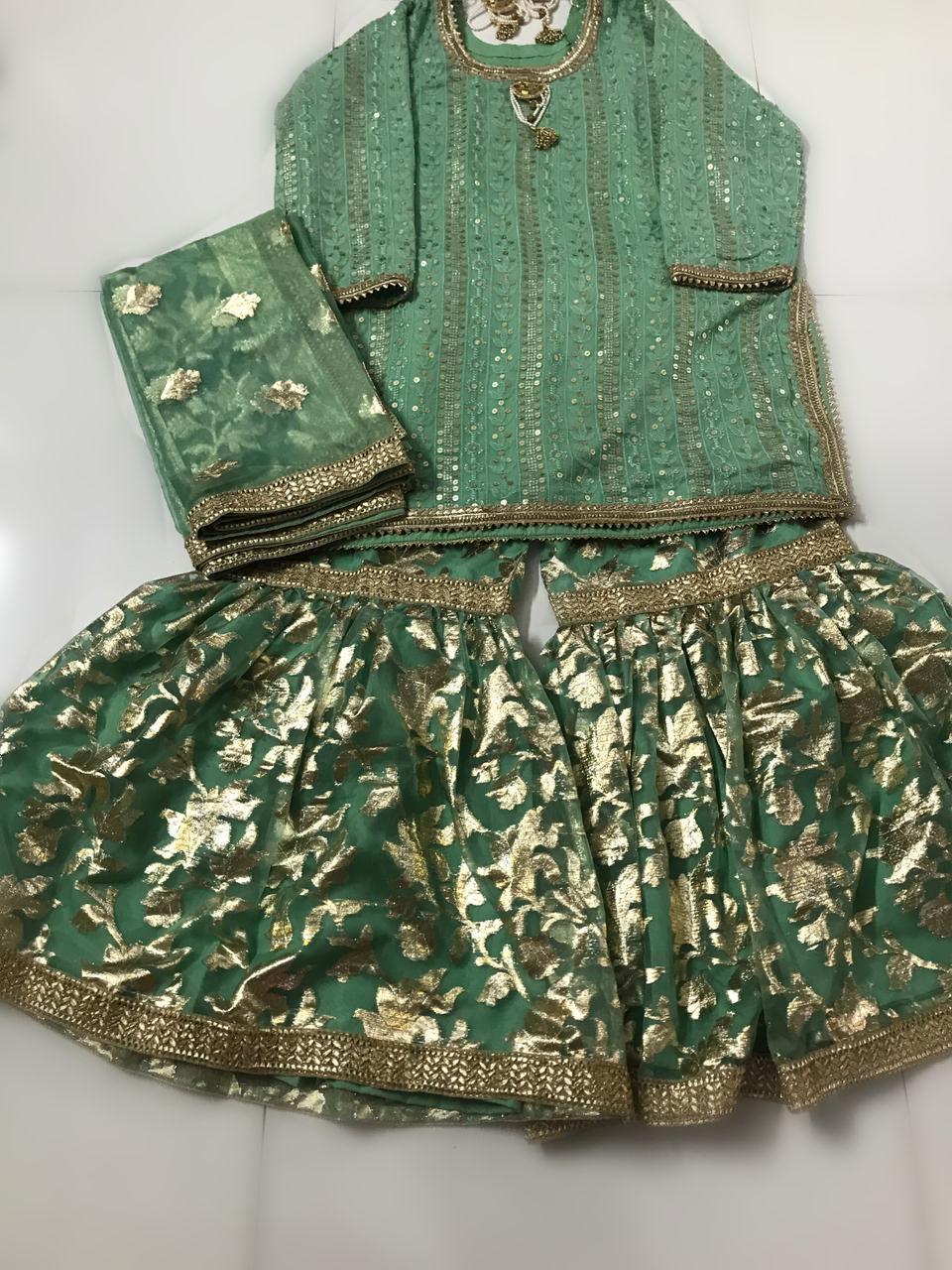 foil organza 2legged garara,plazo farshi shalwar pakistani indian party wear, eid milad uk n usa desi clothing