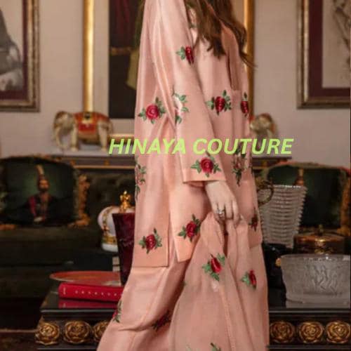Stunning Pakistani floral Embroidered 3 Piece Suit | Premium Silk Outfit with Organza Dupatta | Eid & Wedding Party Wear-dawat gatherings