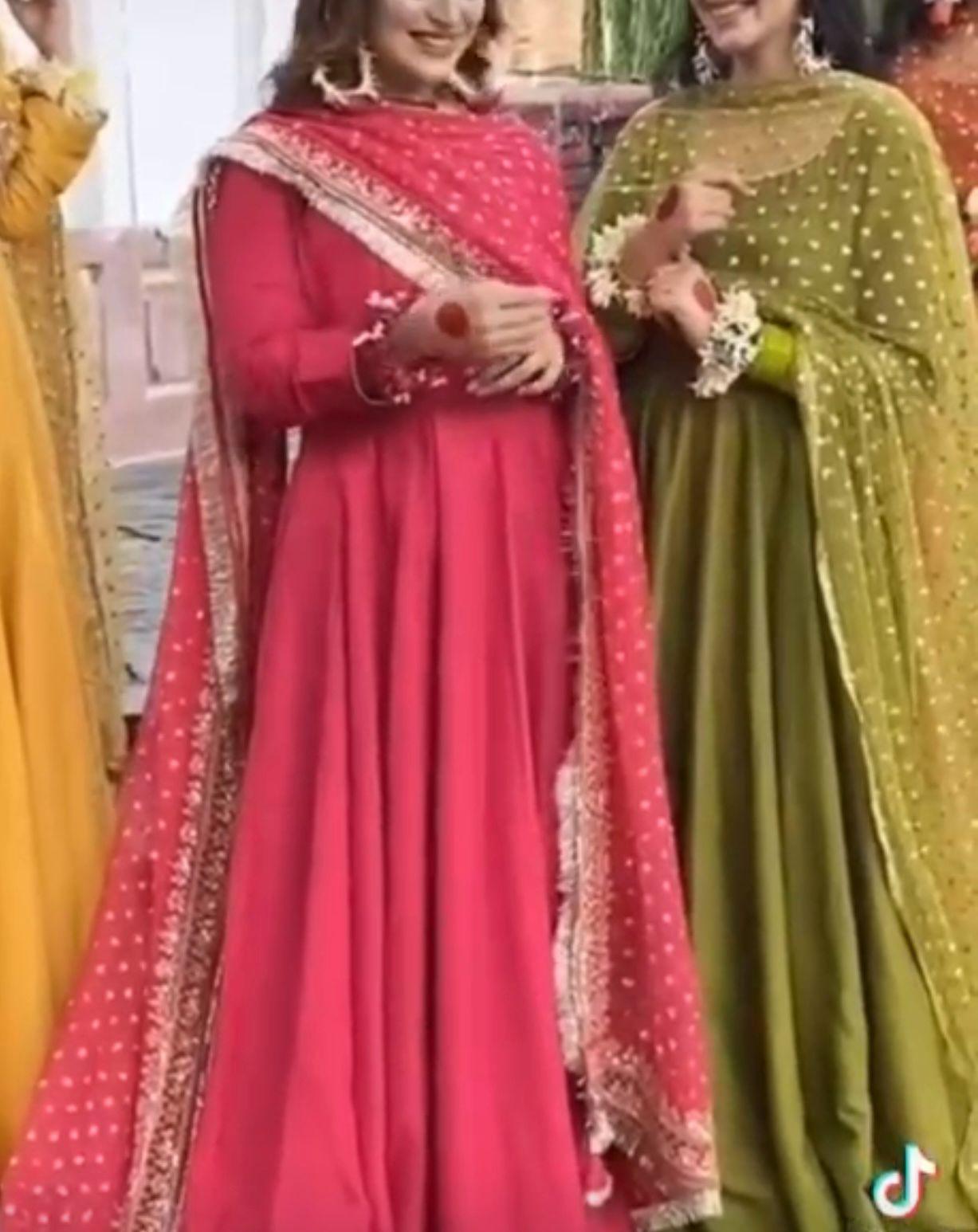 Pakistani Olive Green Angrakha-Anarkali Frock: desi asian Maxi Dress with Sequin Dupatta indian punjabi lovers