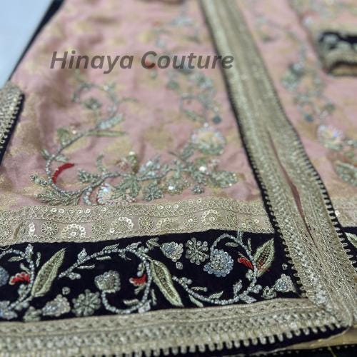 Pakistani 3Piece Eid Outfit:Velvet Zardozi handembroidery Jamawar shirt,sheesha silkTulip Pants,chiffon emb dupatta asian indian uk clothing