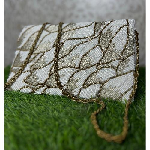 Handmade Pakistani Clutch | Hand-Embellished Beaded Purse | Crossbody Bag for Weddings, Parties, and Eid gatherings gift