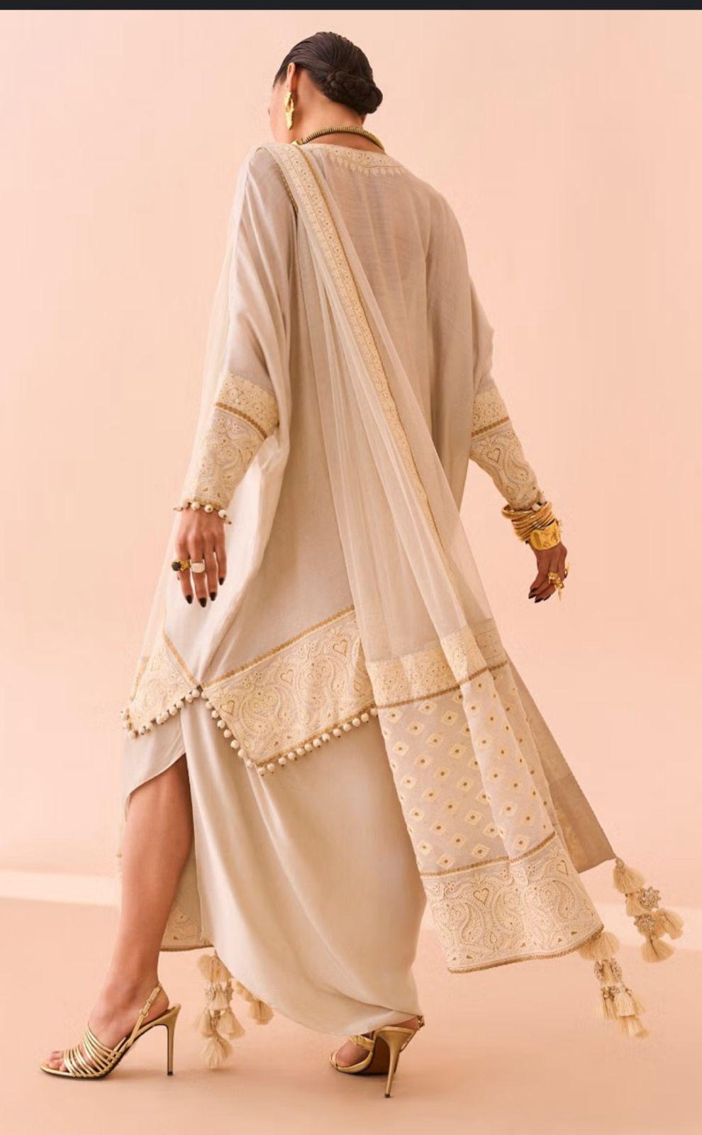 unique Ivory Butter or sheesha Silk Pakistani Suit: Zari n aari Embroidery, 3-Piece Ethnic Dress,stylich n classy