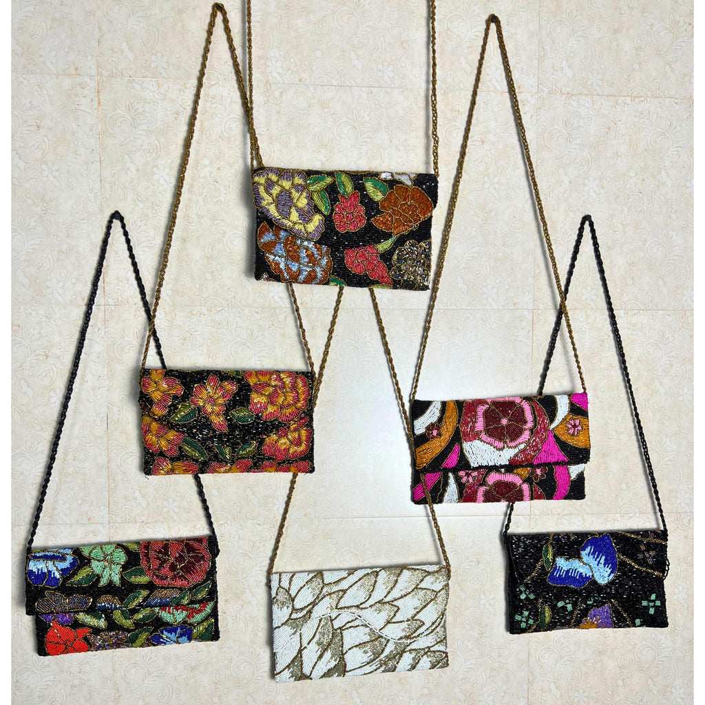 Handmade Pakistani Clutch | Hand-Embellished Beaded Purse | Crossbody Bag for Weddings, Parties, and Eid gatherings gift