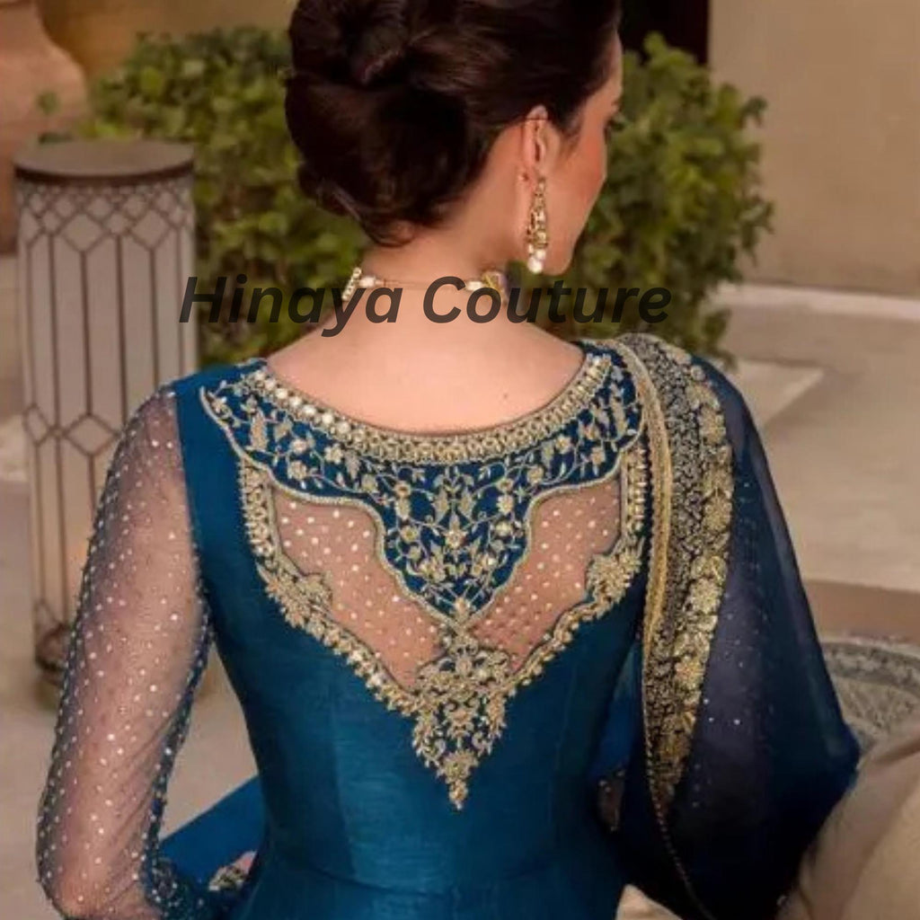Regal Flare – Stunning Teal Hand worked Pakistani Wedding Maxi frock angrakha,anarkali, ethnic uk fashion desi attire,indian lovers