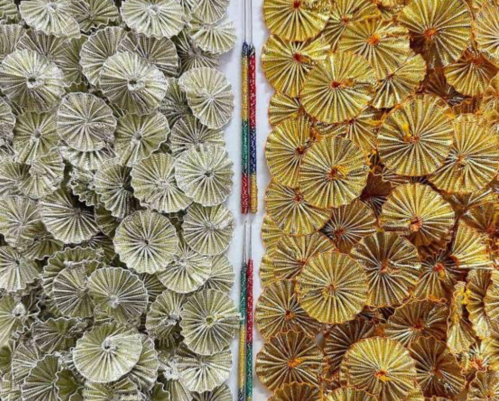 Pakistani Handcrafted Gold Gota Flowers Dupatta: Bridal & Party Shawl UK lovers-Entry bride dupatta