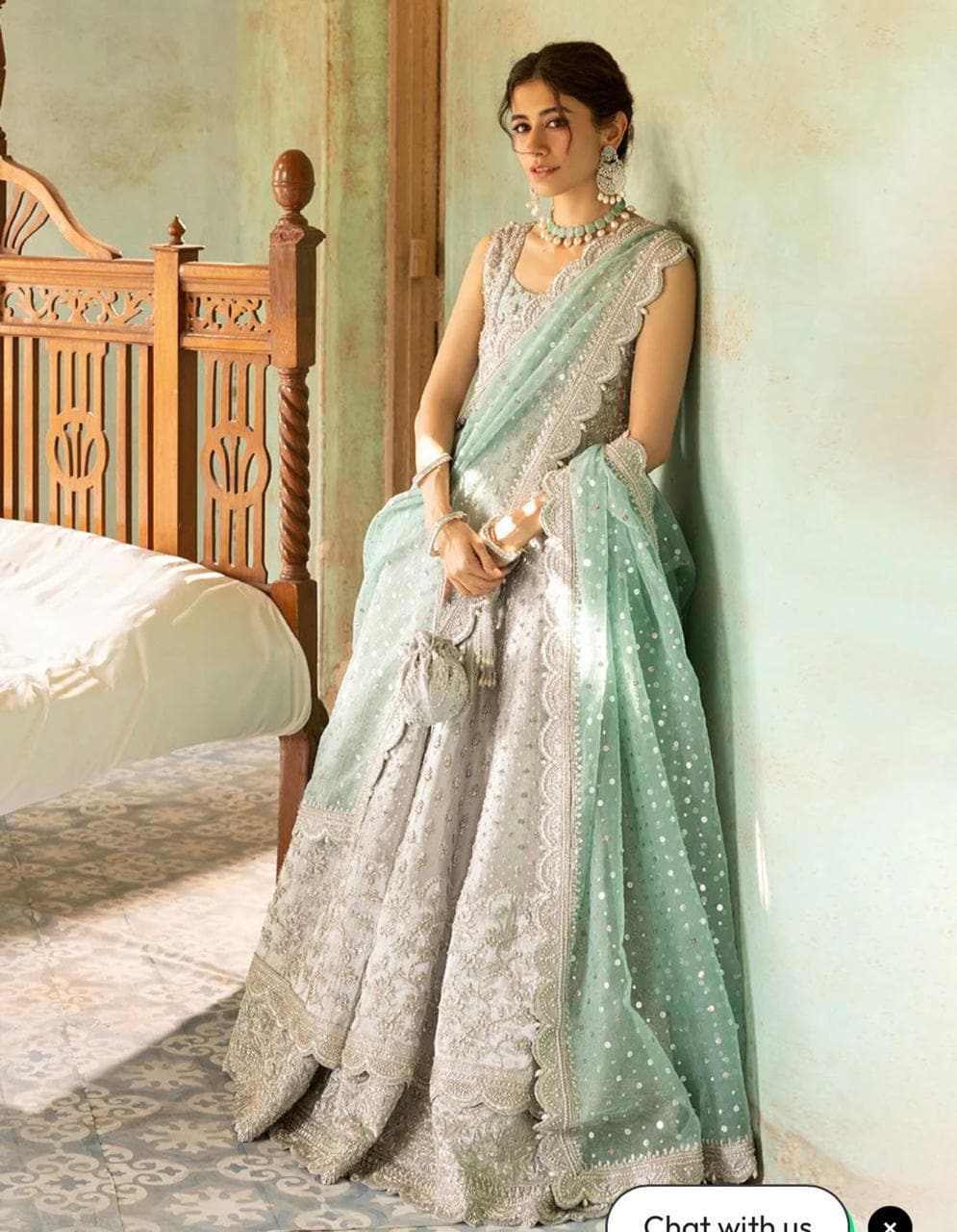 Luxury Classic Pakistani Bridal Dress – Heavily Embellished with Zardozi, Pearls & Crystals