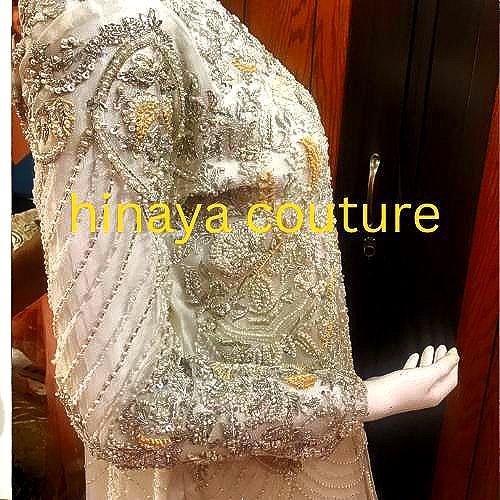 pakistani wedding Handcrafted Ivory Bridal Long Shirt: Rhinestone & Pearl Embellished,adda work,nikah bride indian attire uk asian lovers