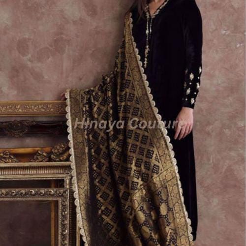 Luxury 3-Piece Pakistani Outfit in Premium Silk with Large Dupatta/Shawl, Elegant Lacing & Handwork – Perfect for Special indian Occasions