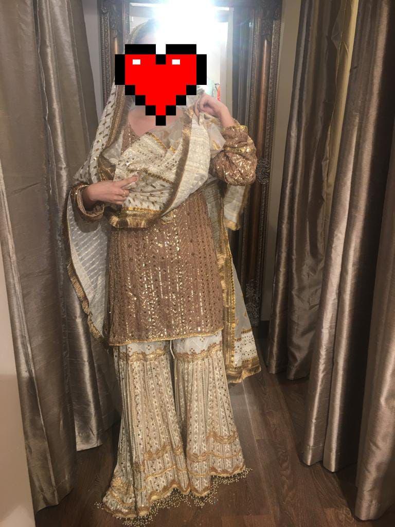 pakistani chickenkari chiffon sequins embroidery wedding-shadi party wear