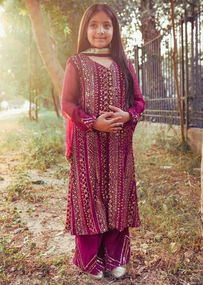 Elegant Embroidered Chiffon Mom & Daughter viral trending pakistani sequins Outfit.