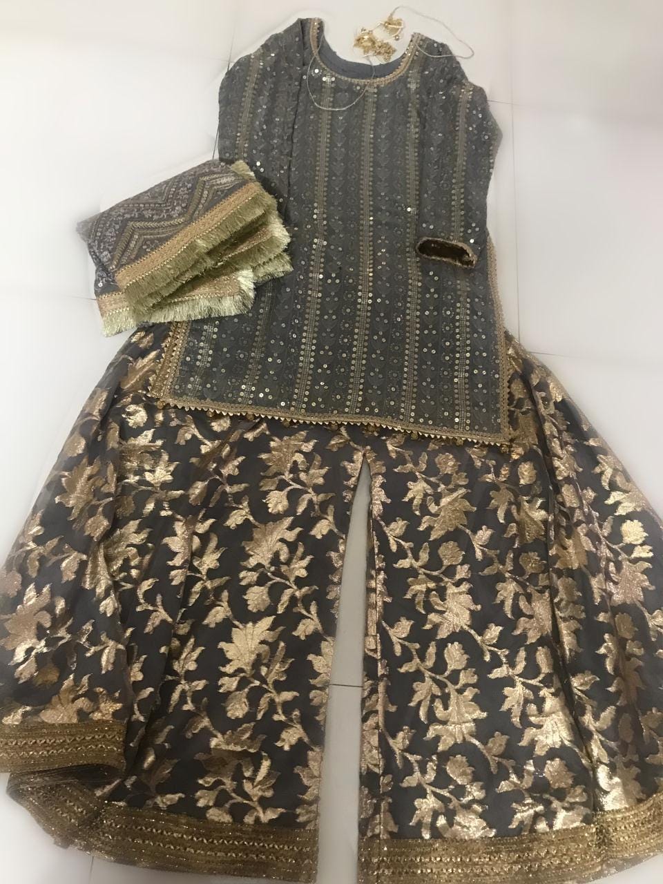 foil organza 2legged garara,plazo farshi shalwar pakistani indian party wear, eid milad uk n usa desi clothing