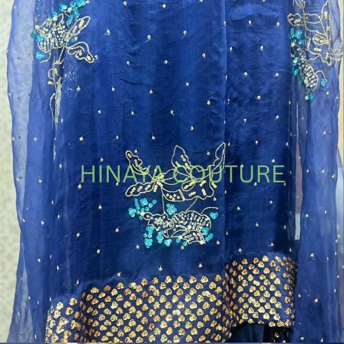 Sequin Rhinestone Pakistani 3-Piece Suit: Designer Wedding Outfit fully customised made to order,sheesha silk MUSE