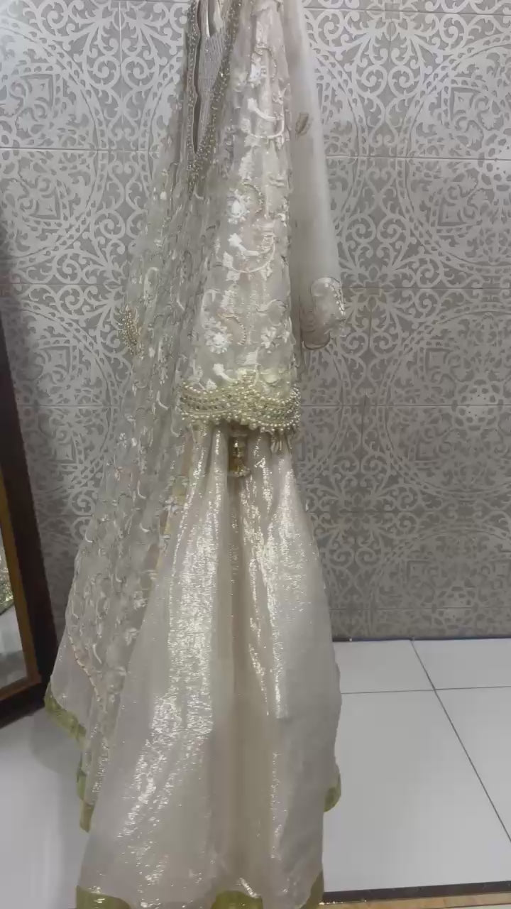 Ivory White Embroidered Sharara Set