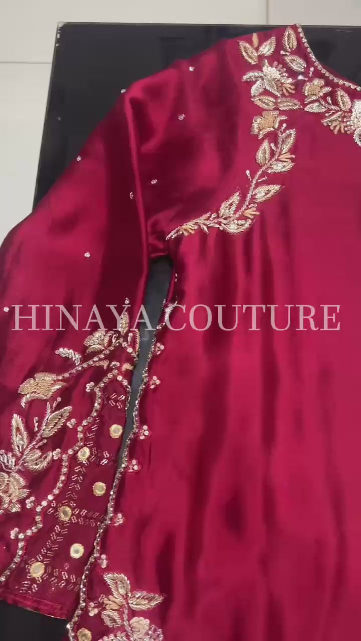 Deep Red Festive Plazo Suit with Kiran Dupatta